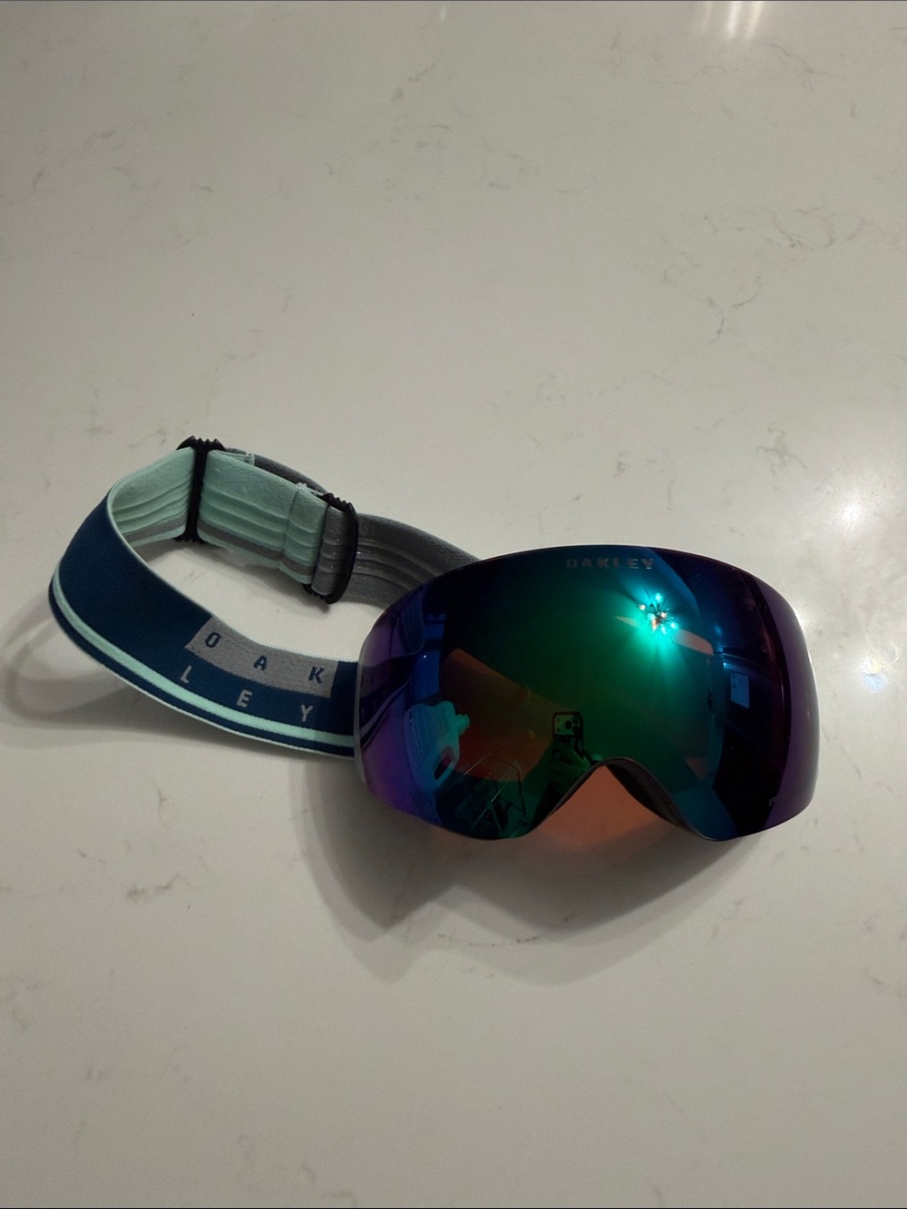 Oakley Blue & Teal Ski Goggle with Mirrored Lens